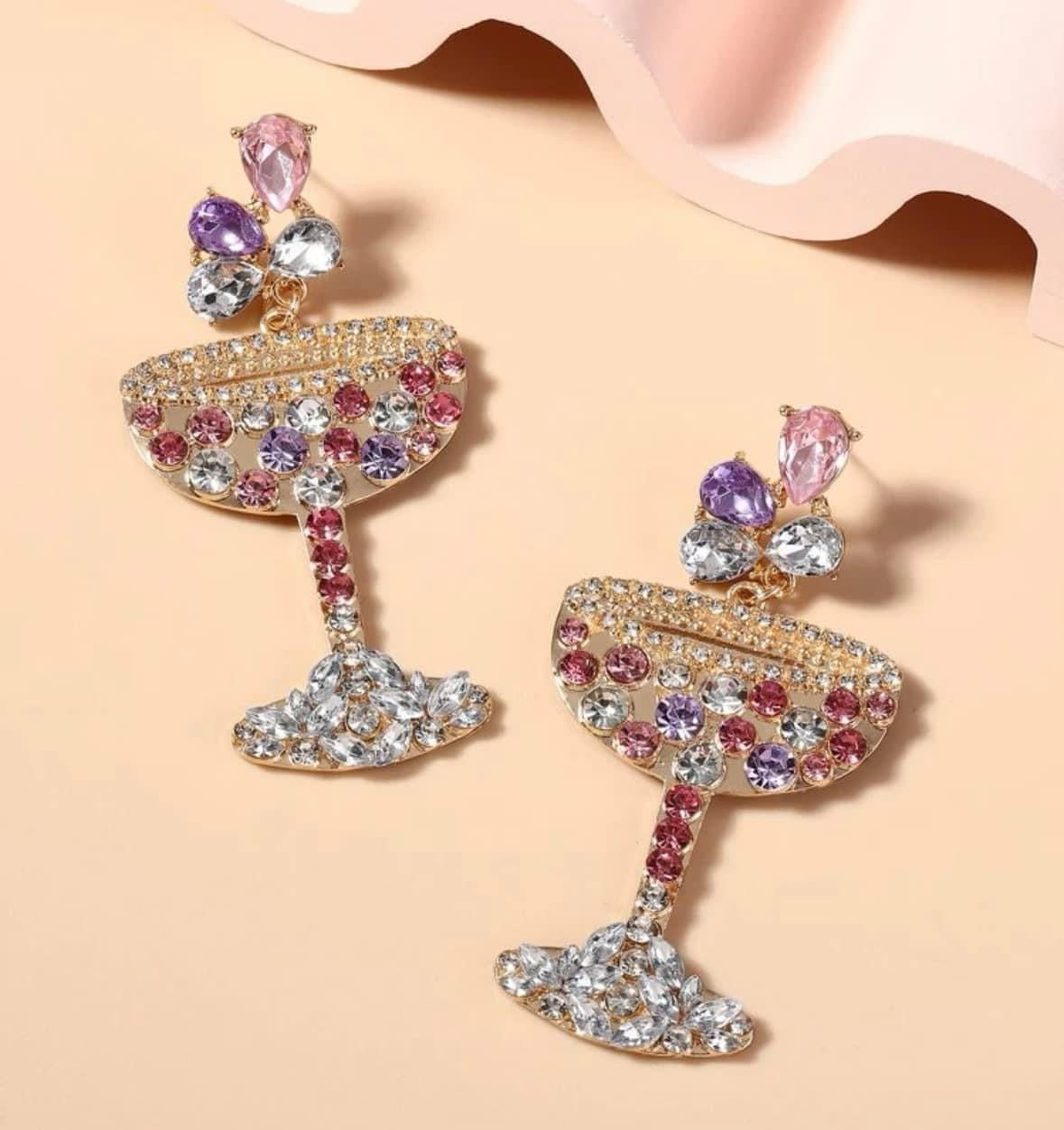 Rhinestone Drink Earrings - Shop women apparel, Jewelry, bath & beauty products online - Arwen's Boutique