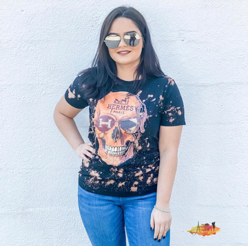 Skull Splattered Tee - Shop women apparel, Jewelry, bath & beauty products online - Arwen's Boutique