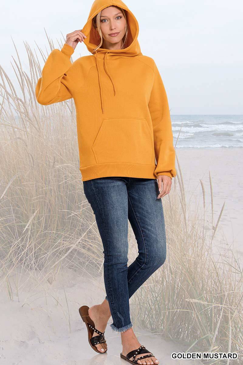 Mustard Side Tie Hoodie - Shop women apparel, Jewelry, bath & beauty products online - Arwen's Boutique