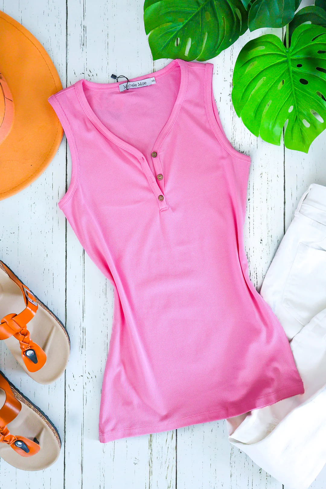Addison Henley Tank- Bright Pink - Shop women apparel, Jewelry, bath & beauty products online - Arwen's Boutique